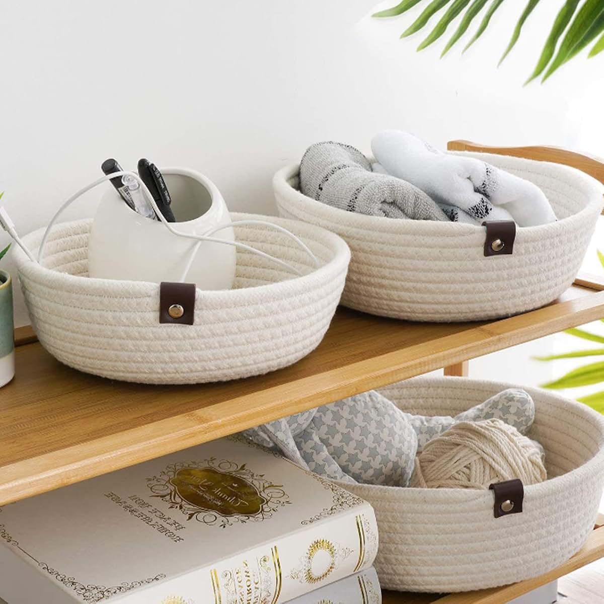 Gsycle 3-Piece Small Woven Cotton Rope Storage Basket Set (photo 3)