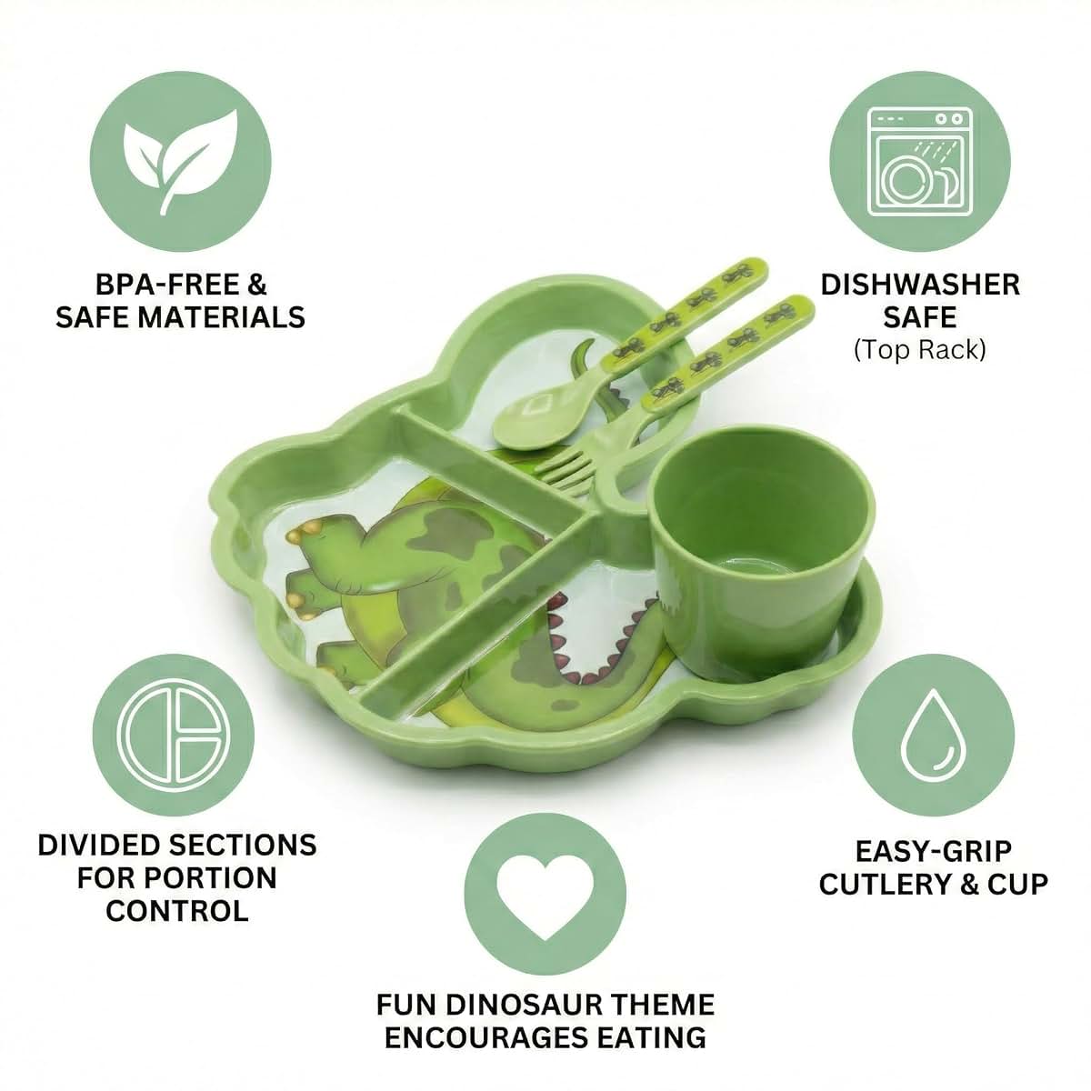 ZUBAYR Dinosaur Kids Dinnerware Set - 4-Piece Toddler Eating Set (photo 2)