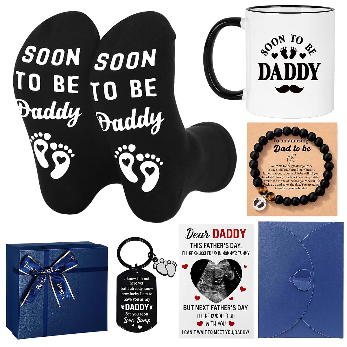 Acellegic New Dad Gifts Box Set with Ceramic Mug and Keychain