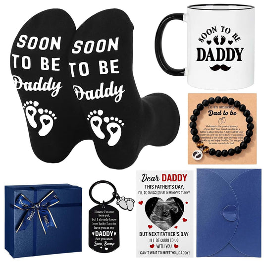 Acellegic New Dad Gifts Box Set with Ceramic Mug and Keychain