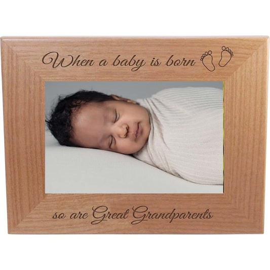 CustomGiftsNow When a Baby is Born so are Great Grandparents - Laser Engraved Natural Alder Wood Hanging/Tabletop
