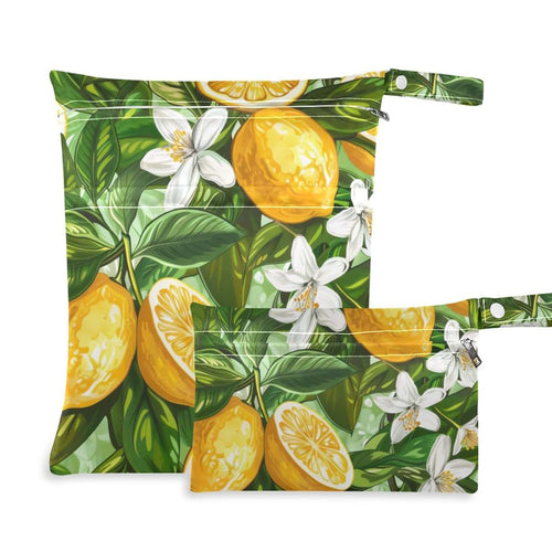 Goodold Lemon Pattern Wet Dry Bag Set, Waterproof Reusable Storage