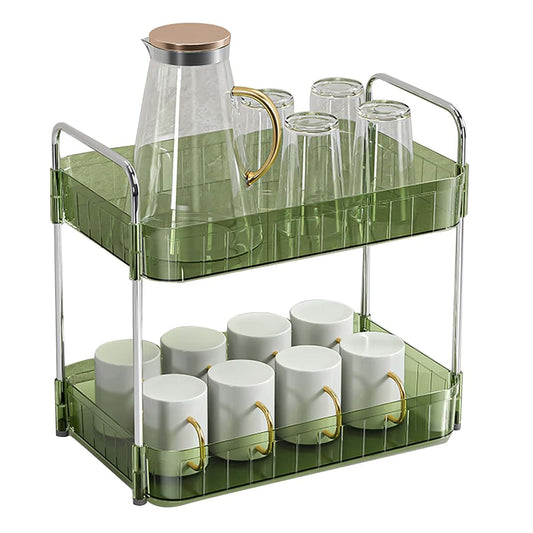 Equlup Mug Drying Rack With Drain Tray Double Layer Green