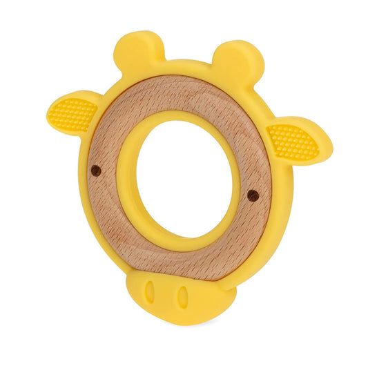 Nuby Natural Wood Teether Silicone Giraffe