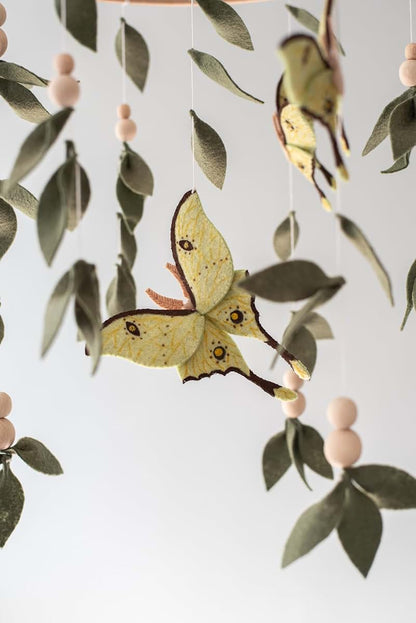 BabyOneStop Felt Butterfly Mobile for Crib, Handmade Woodland Nursery Decor
