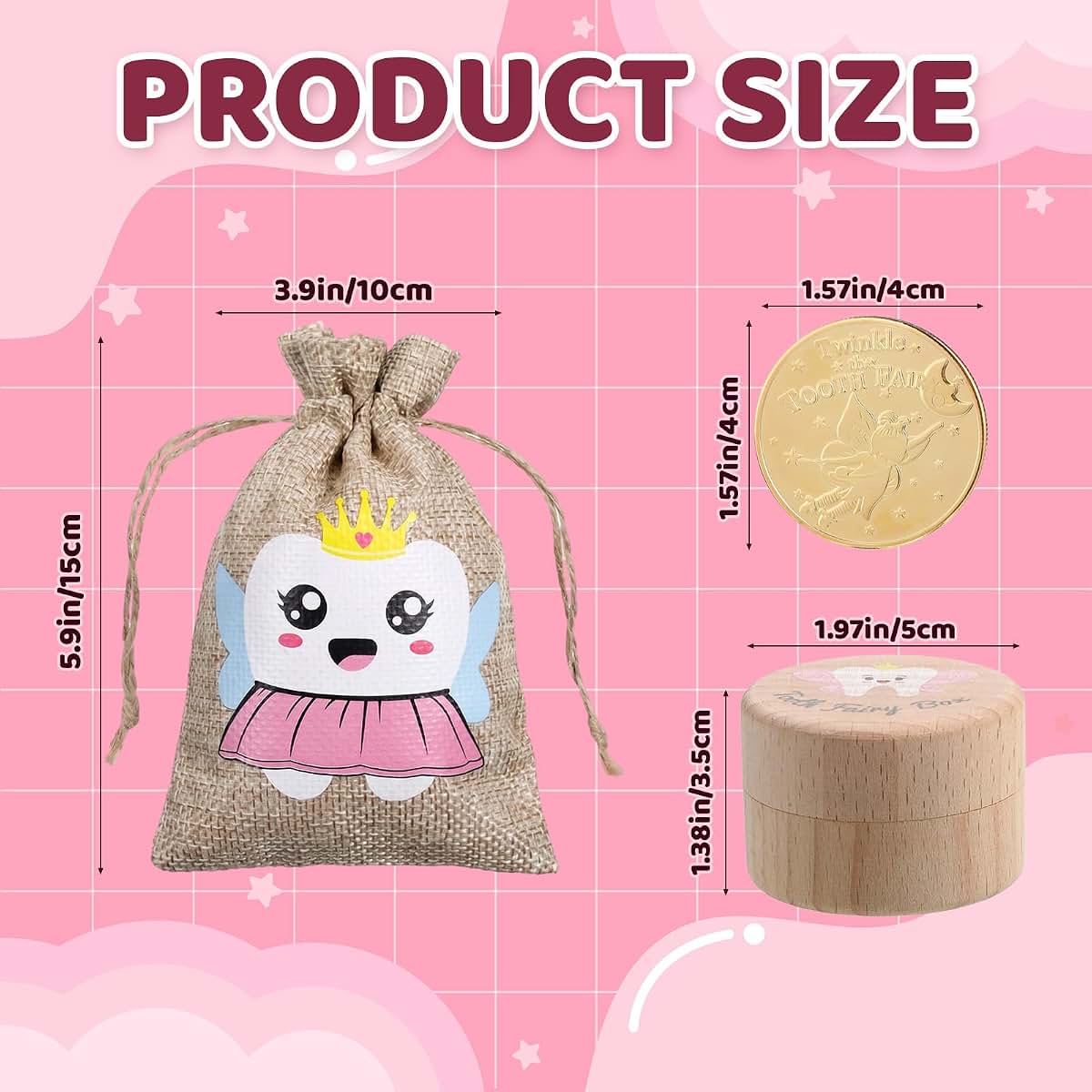 MSHHDK 3 Pcs Tooth Fairy Box Teeth Keepsake Storage Boxs Cute Carved Wooden Box with Tooth Stores Lost Teeth for Kids (photo 2)