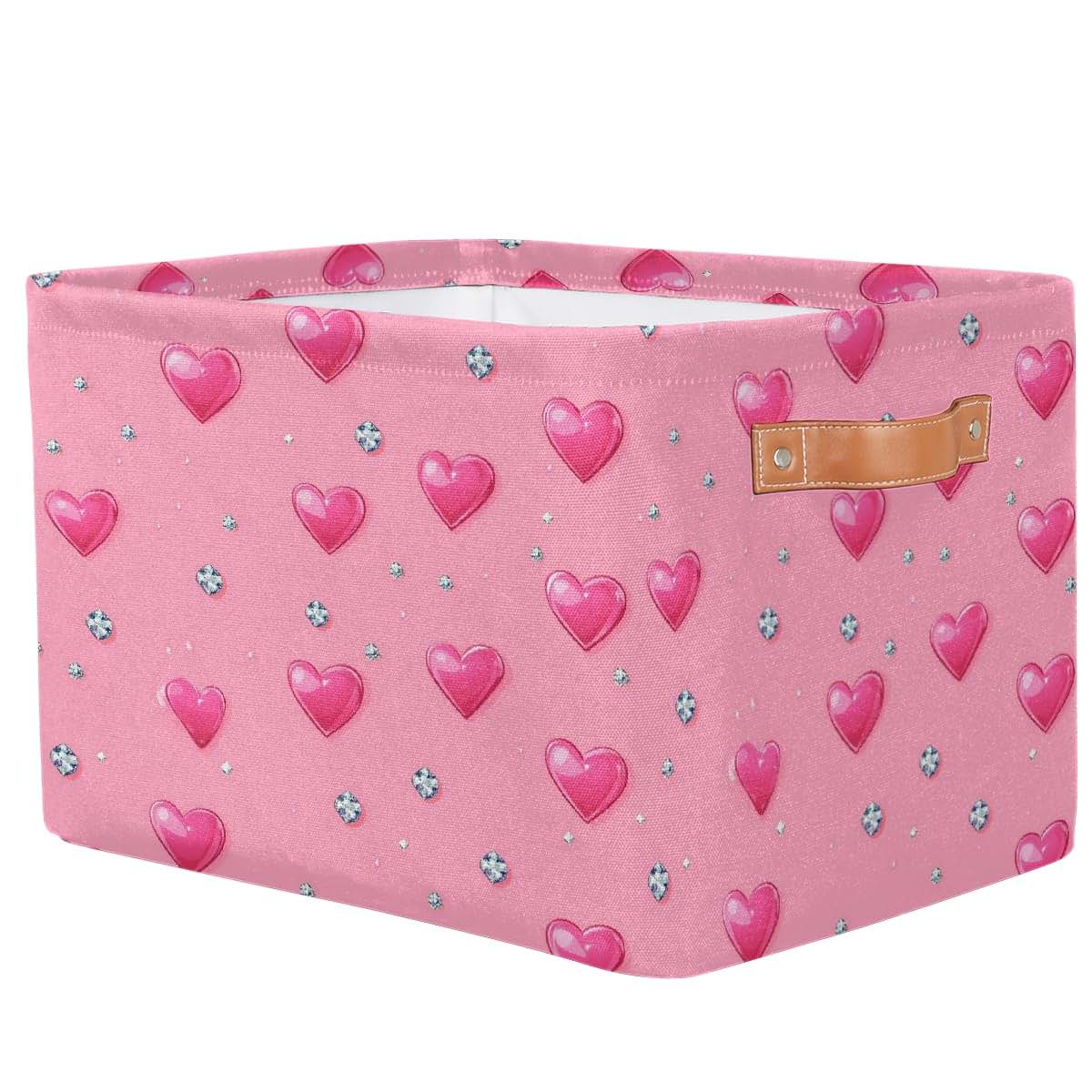 WNRRNW Rectangular Storage Bins With Pink Hearts And Diamonds