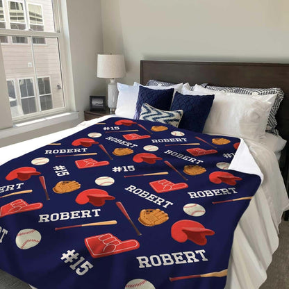 L&NG Customized Baby Blankets, Custom Baseball Blanket's Gifts with Name, Baseball Fleece Blanket's Boy, Ball Player (photo 3)