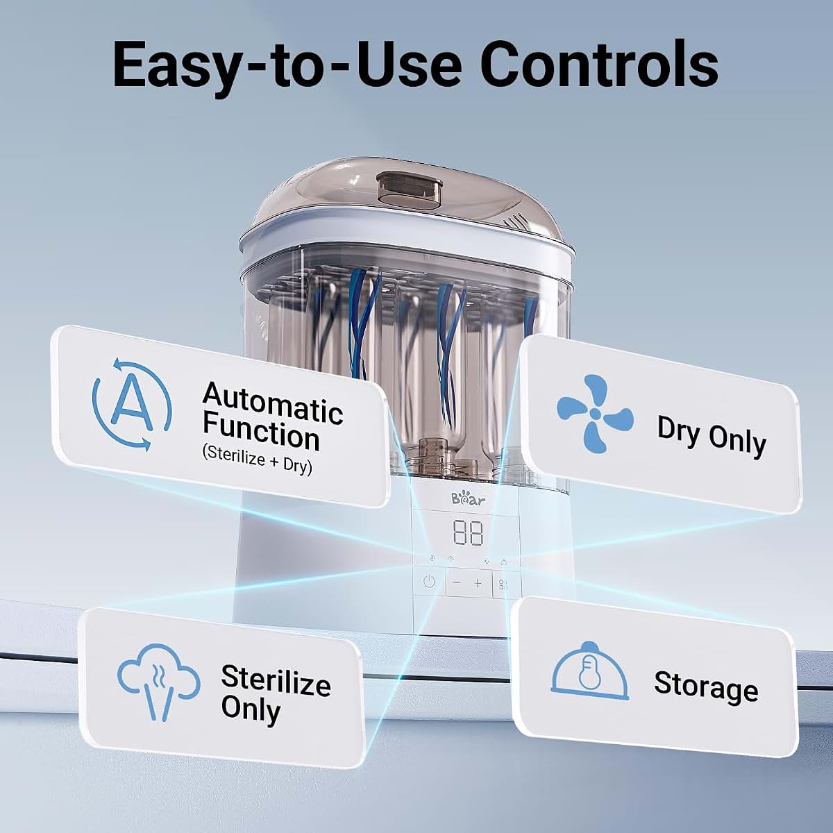 Bear Bottle Sterilizer and Dryer, 2-Layer Electric Steam Sanitizer (photo 4)