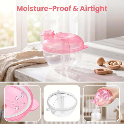 ibasenice 3-Compartment Formula Dispenser, Portable Milk Powder Container with Airtight Seal