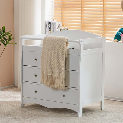 Volowoo Changing Table with 3 Drawers, White