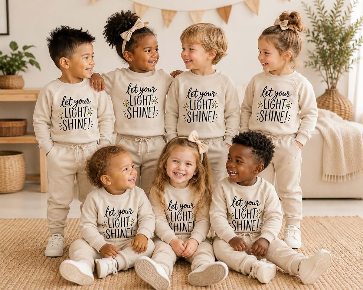 Highly & Fine Organic Cotton Baby & Toddler 2-Piece Outfit Set – “Let Your Light Shine” – Soft French Terry Baby (photo 3)