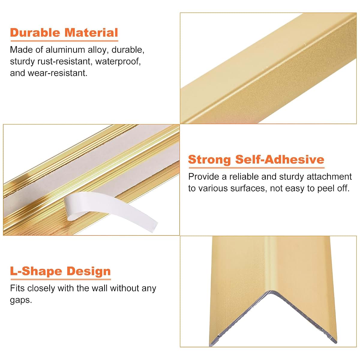 Uxcell 3-Piece Wall Corner Protector Self-Adhesive Aluminum Alloy