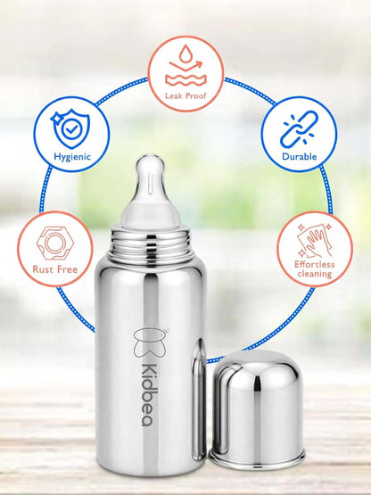 Kidbea Stainless Steel Baby Feeding Bottle 240 ml Anti-Colic Valve (photo 3)