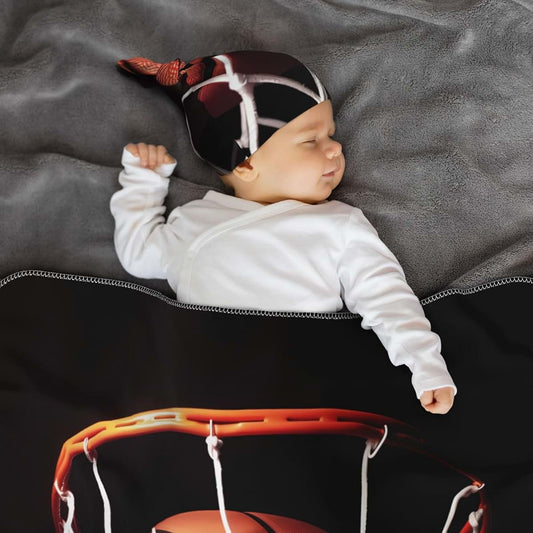 KKLWEGU Newborn Swaddle Blanket with Beanie Hat Set, Soft Sleep Sack Basketball Newborn Receiving Blankets Baby Swaddle