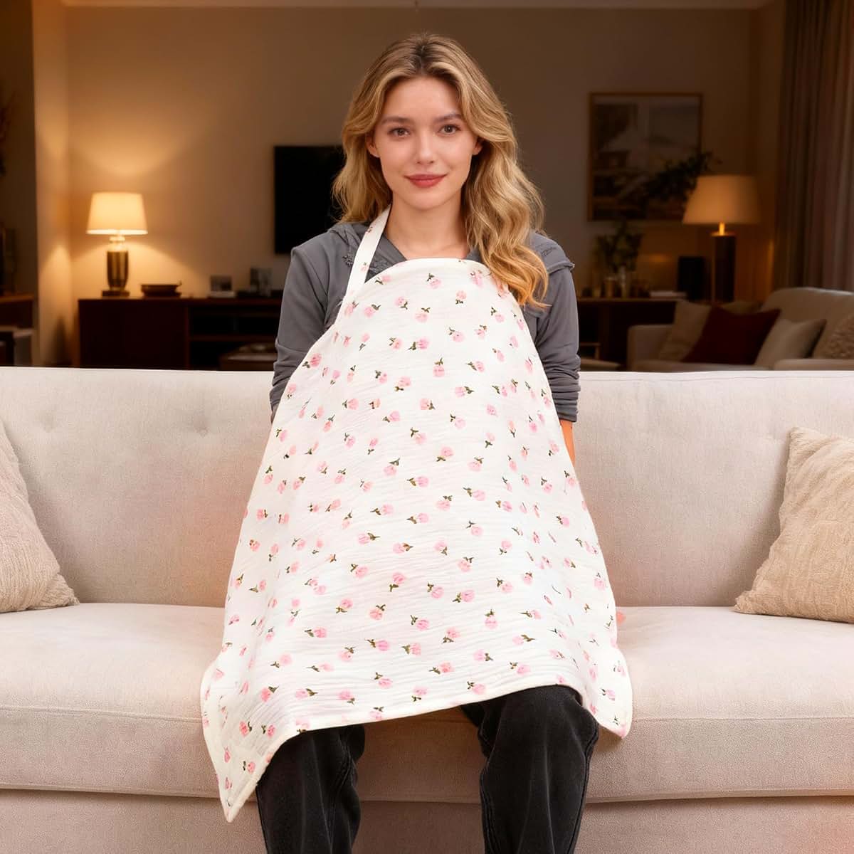 Susade Muslin Nursing Cover Pale Yellow Breathable Scarf (photo 3)