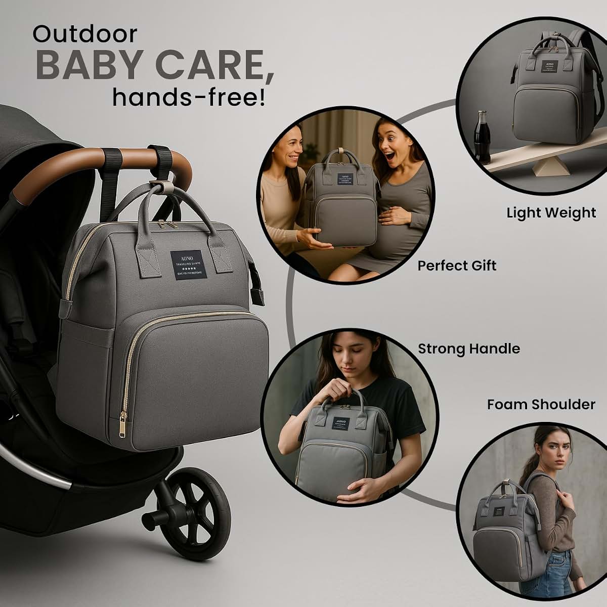 Nuvababy Multifunctional Baby Diaper Bag Backpack with Changing Station Baby Bag for Moms, Dads, Shower Gifts for (photo 4)