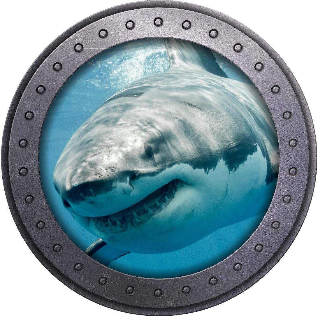 Stickit Graphix Porthole Window Wall Sticker Shark 3 Port Scape Decal Kids Room Decor 12 Inch