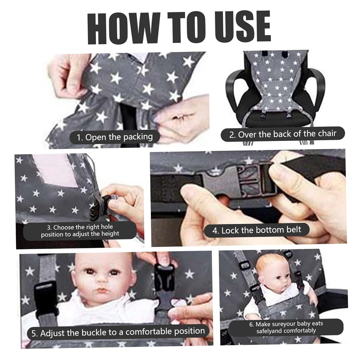 Blablablalu Portable High Chair With Star Pattern (photo 3)