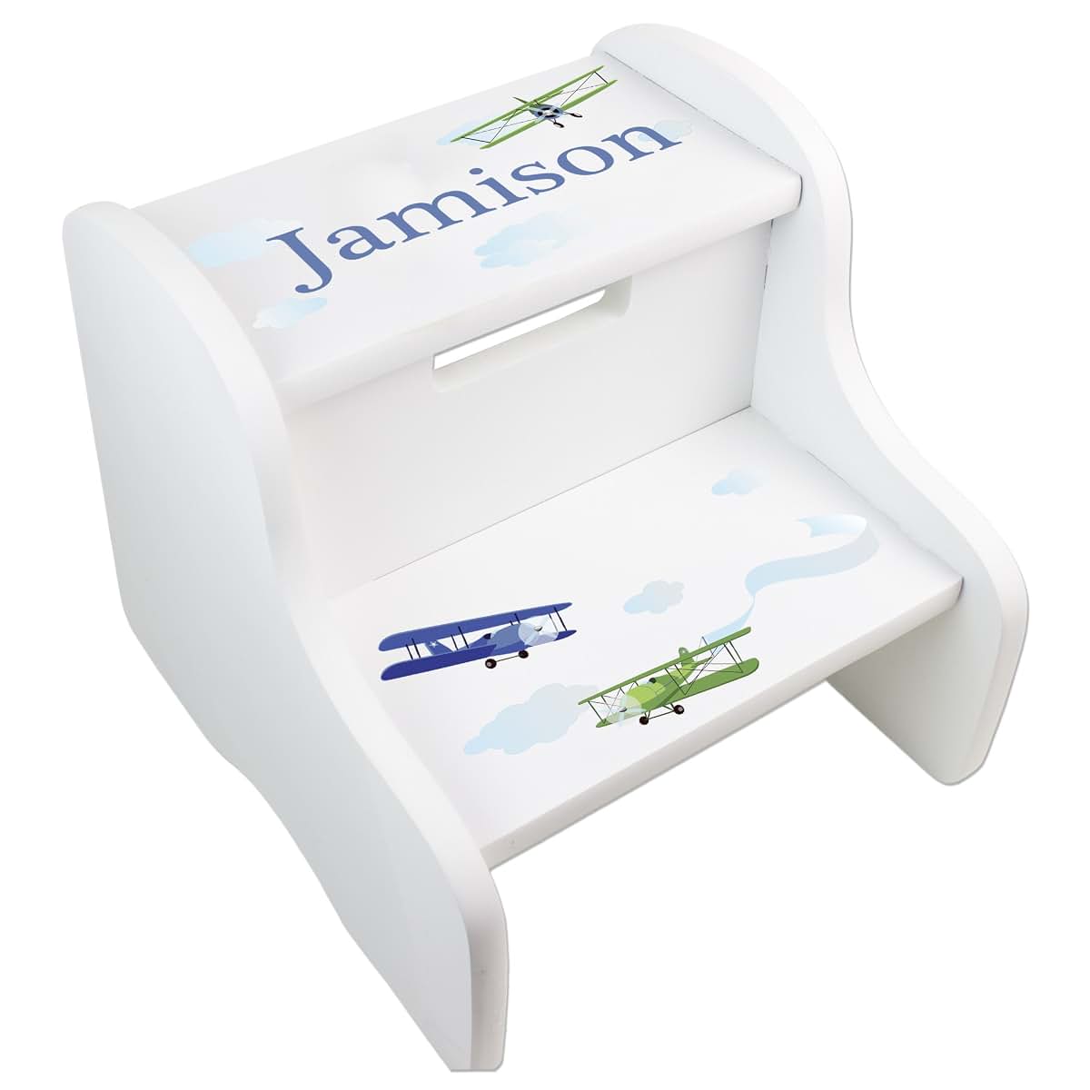 My Bambino Personalized Airplane White Step Stool For Kids