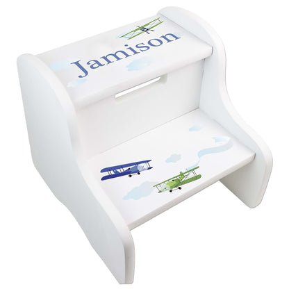 My Bambino Personalized Airplane White Step Stool For Kids