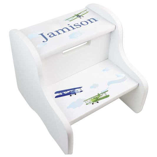 My Bambino Personalized Airplane White Step Stool For Kids