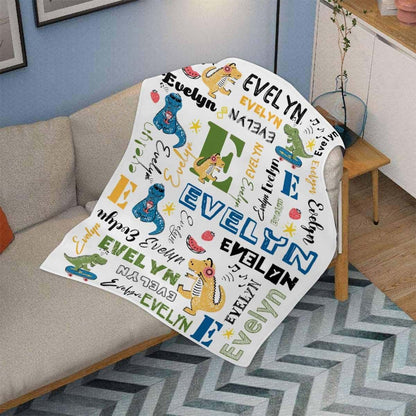 VIPOPSA Personalized Baby Blankets for Girls Personalized Blanket Gift for Daughter Dinosaur Blanket Congratulations (photo 3)