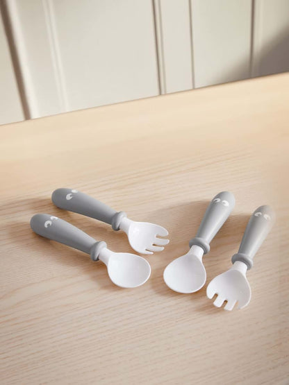 BabyBjörn Baby Spoon and Fork Set, 4 Pieces, Gray
