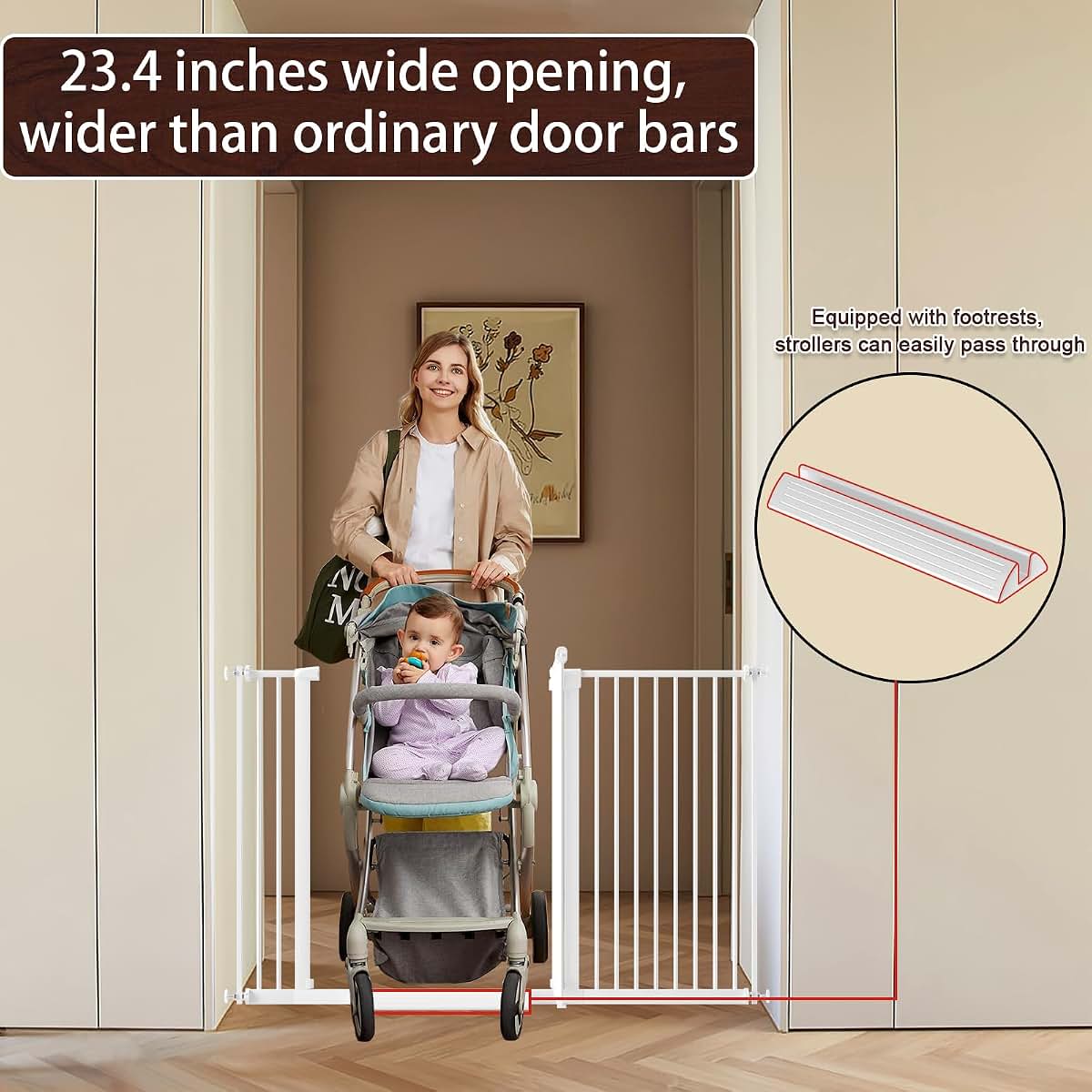 Dearbb Extra Wide Pressure Mounted Metal Baby Gate And Pet Gate (photo 3)