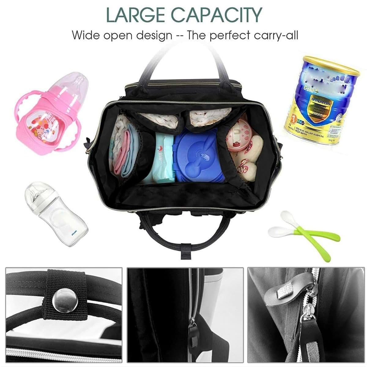 BabyOneStop Vintage Baseball Pattern Mummy Backpack Diaper Bag With Waterproof Twill Canvas