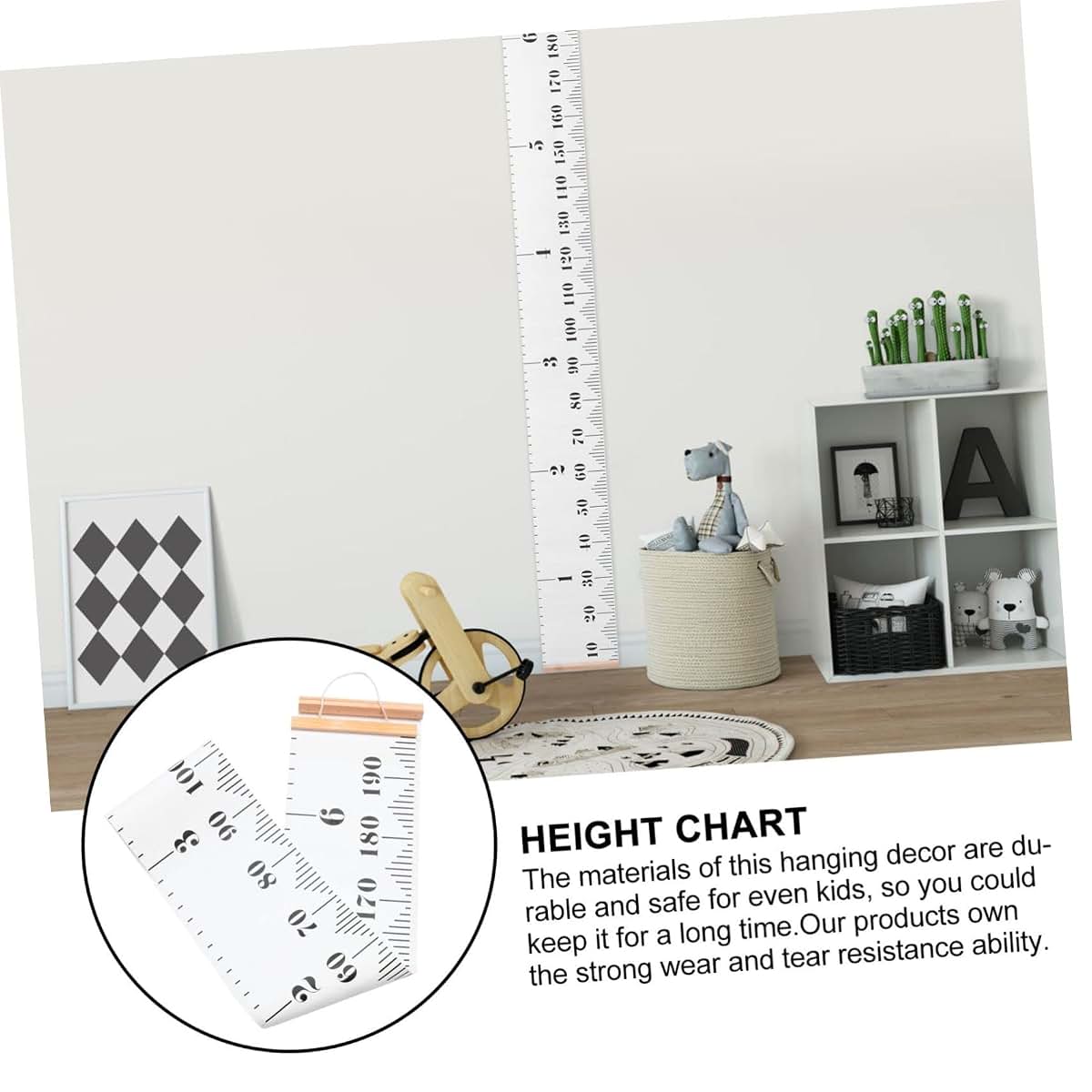 Measurement Chart Hanging Growth Ruler For Nursery Wall Decor White