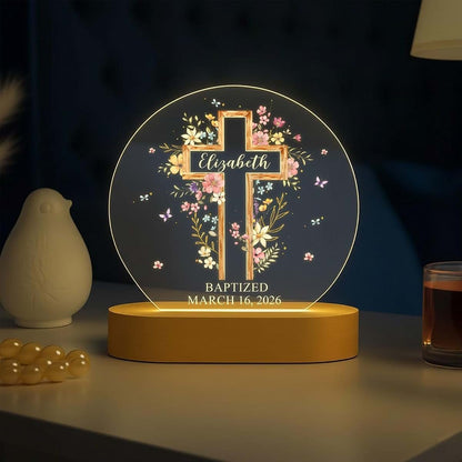 OHOON Personalized Baptism Night Light for Baby Girl or Boy, Baptism Gift (photo 2)