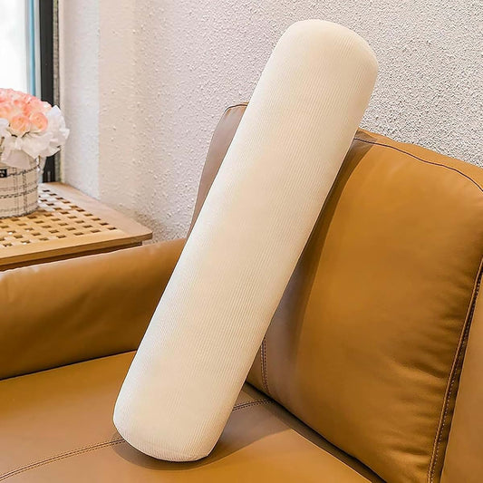 MUXXIAO Long Round Body Pillow Bolster Cushion Fluffy Plush Round Cervical Pillows with Removable Cover,25/37/45in