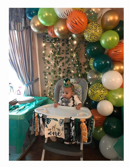 Ullovit First 1st Birthday Crown for Baby Boys Prince, Sparkle Gold Green Wild One Birthday Hat Headband Cake Smash (photo 4)