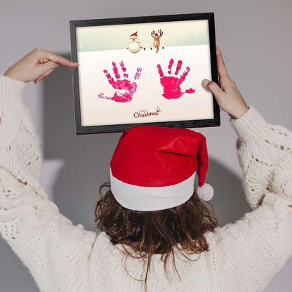W WHEEL UP Personalized Christmas Handprint Framed Canvas Wall Art (photo 4)
