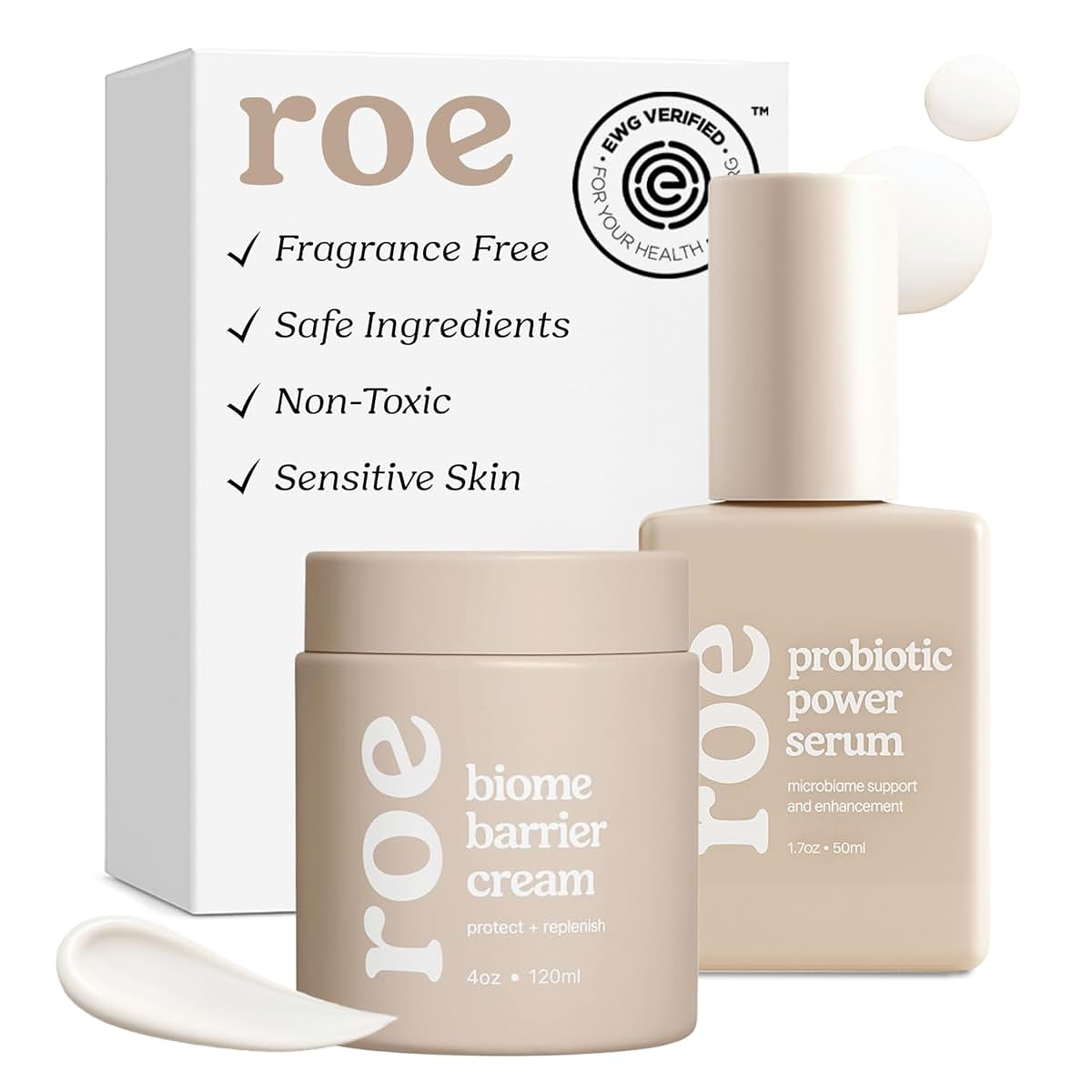 Roe Wellness Baby Cream & Baby Serum Power Pair Biome Barrier | For All Skin & Ages | Hydrating Body, Face, Dry