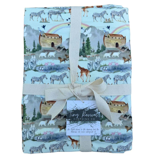 Tiny Revival Noah’s Ark Baby Blanket – Bamboo Receiving Blanket