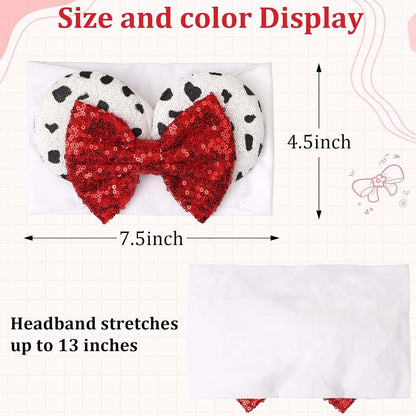 BBGifts Baby Girl White Pink Mouse Ear Headbands 2PCS Nylon Sequins