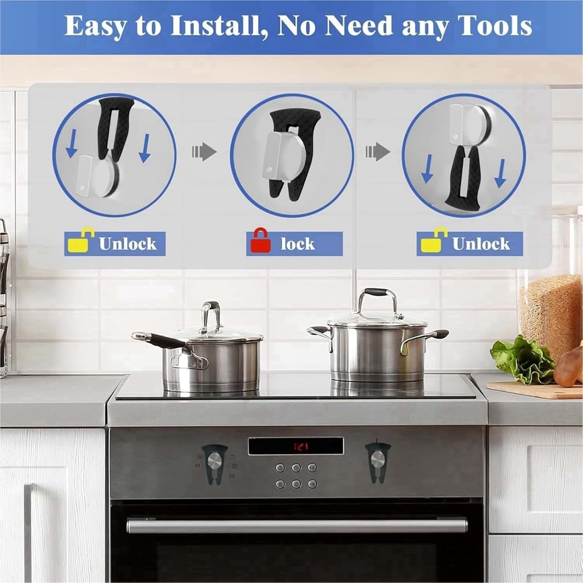 TianMeimate Universal Stove Knob Locks 5-Pack Black Heat Resistant
