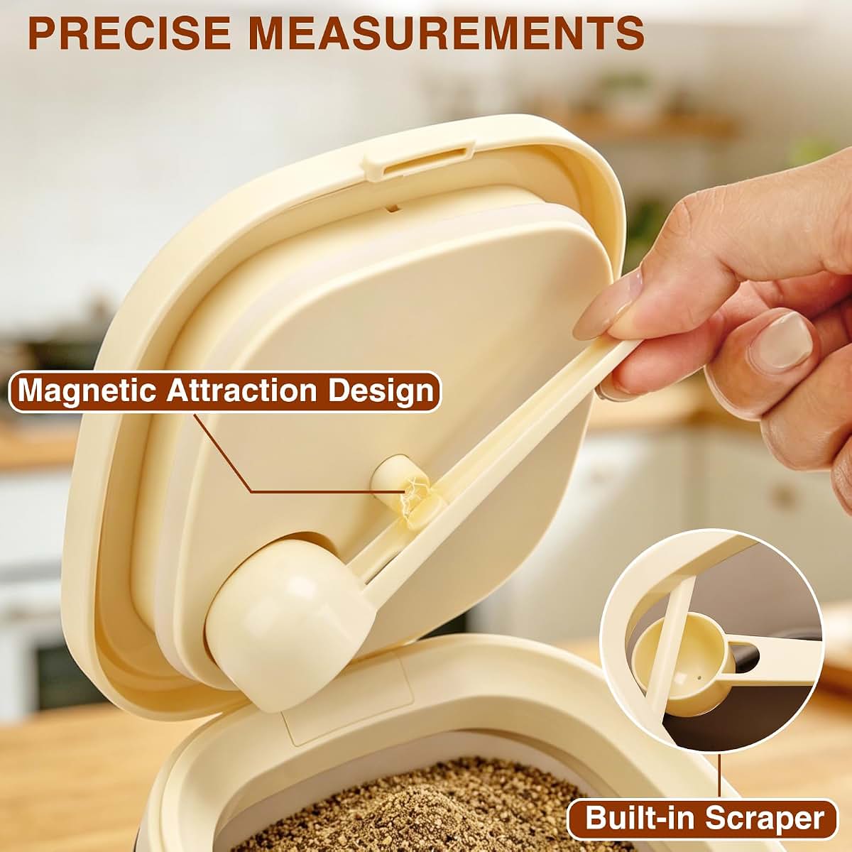 QINGQIUYUDA Powdered Creamer Dispenser 28oz Brown Food Container (photo 4)