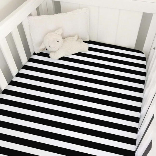 Dpjkevw Black and White Stripes Baby Crib Sheets Boys & Girls Black Striped Soft Snug Fitted Newborn Bedding Nursery