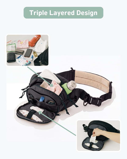 Cozentra 4-in-1 Baby Hip Carrier with Diaper Bag, Toddler Sling & Shoulder Bag, 15L All-in-One Carrier for 6-48 Months (photo 2)