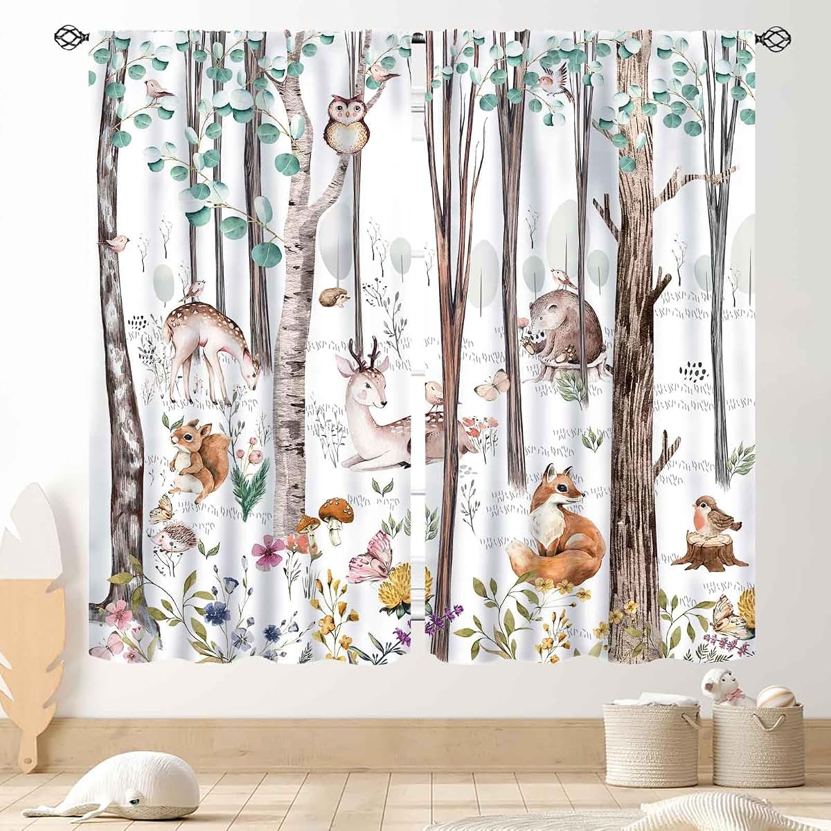 TKUYO Woodland Animal Nursery Blackout Curtains