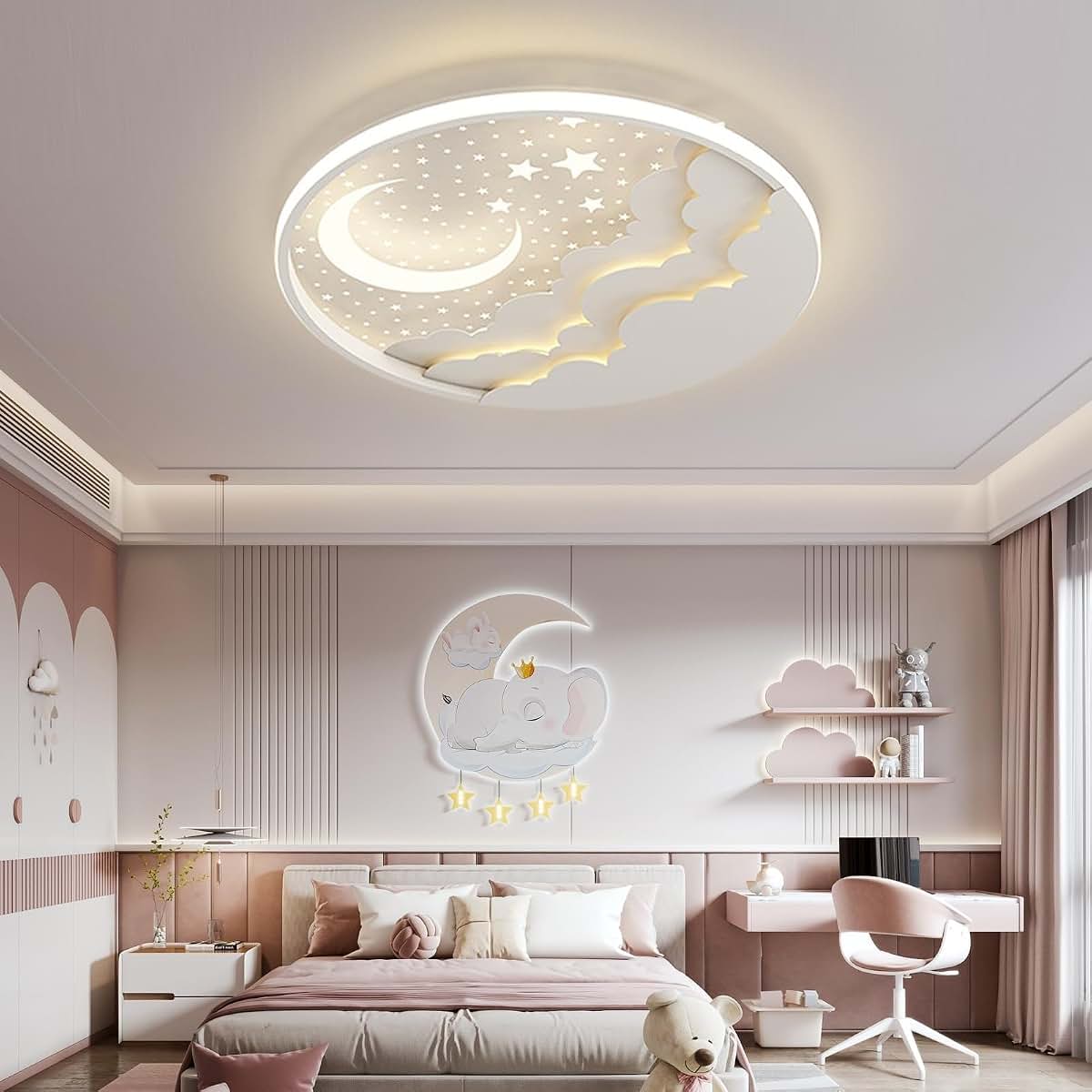 GYJNRG Ultra-Thin LED Ceiling Light, Dimmable Star Moon Lamp