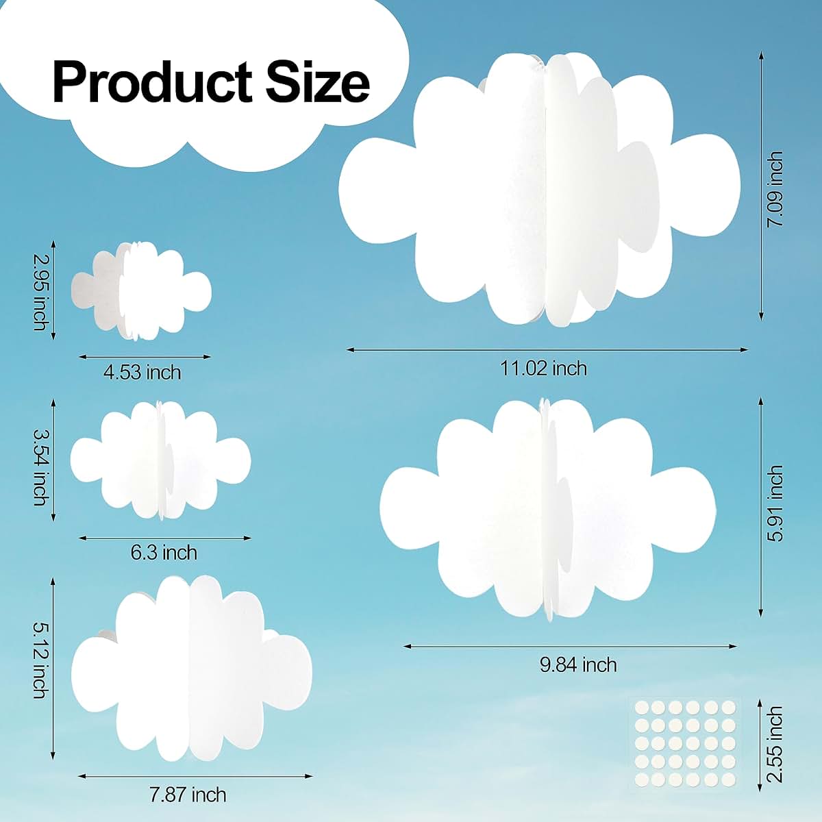 Ayfjovs 18 Piece White Felt Cloud Hanging Decor for Ceiling