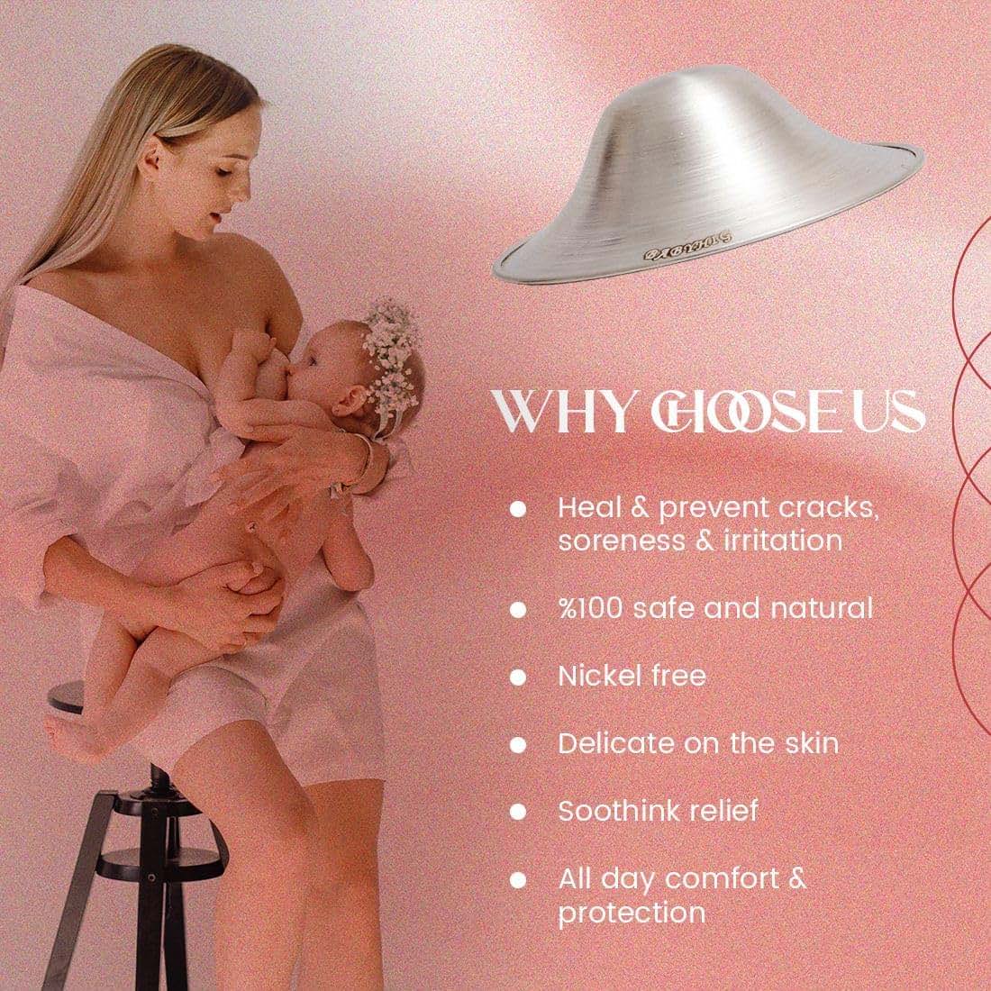 BABYHIG The Orginal Silver Nursing Cups – Silver Nipple Shields for Breastfeeding - Nipple Guards Protector for (photo 4)