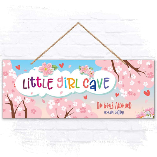 Soul Décor Little Girl Cave Sign, Girl/Kids Room Decor for Wall, Christmas Gift, Castle Tent and Door Sign, 5x13