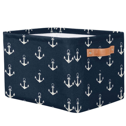 UOYO Sea Ocean Nautical Anchor Storage Basket - Collapsible Canvas Bin