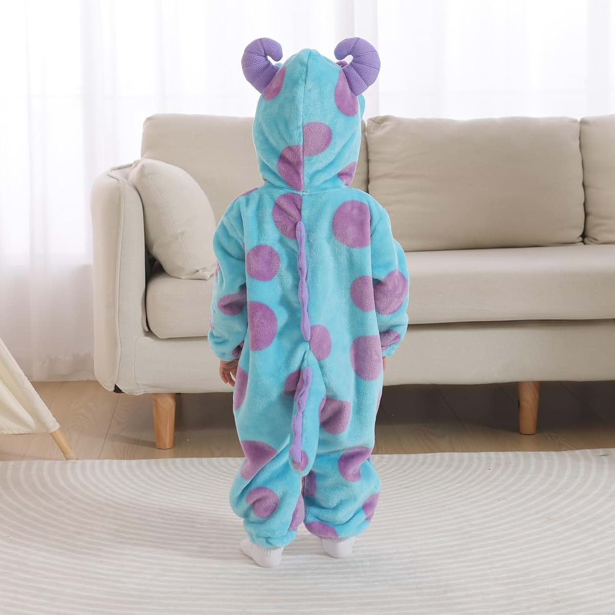 BabyOneStop Unisex Flannel Animal Onesie With Hooded Cartoon Design