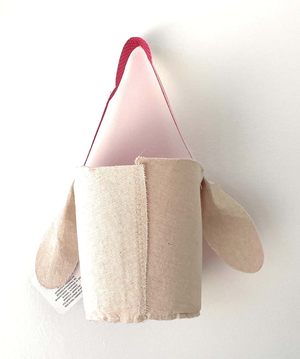 Greenbrier Fabric Bunny Easter Basket In Pink (photo 2)
